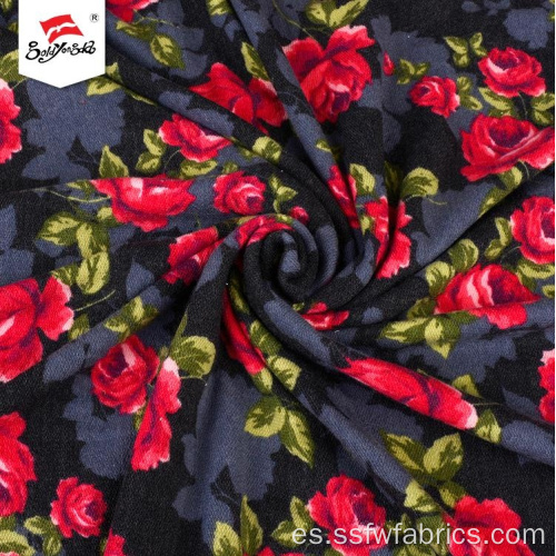 Moda rayón spandex tela de poliéster estampada de lurex floral